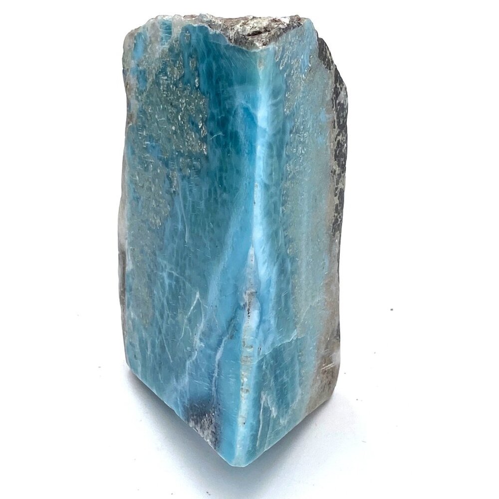 326g 11.5oz Larimar pectolite Dominican Natural Wedge Rare Slab Rock Mineral Gem - Picture 10 of 16